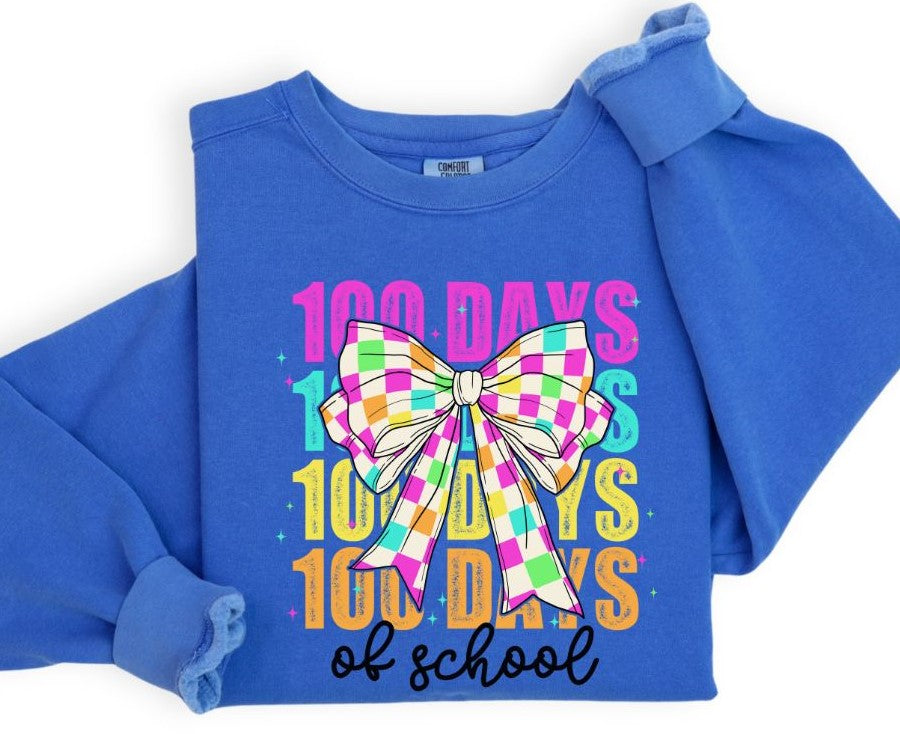 100 Days of School (Black - Coquette Stacked) - DTF