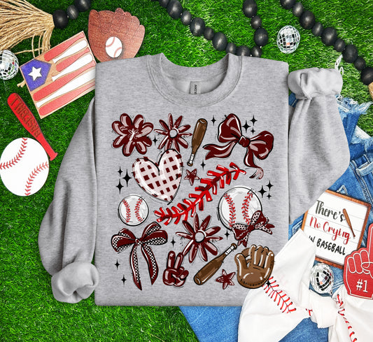 Play Ball Collage - Maroon (Baseball) - DTF