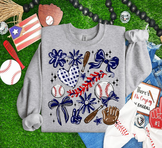 Play Ball Collage - Navy (Baseball) - DTF