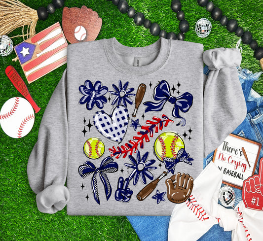 Play Ball Collage - Navy (Softball) - DTF