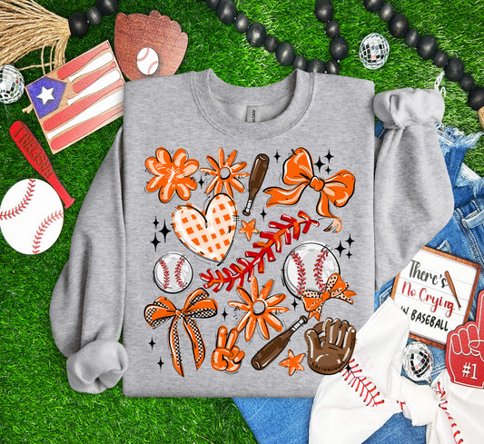 Play Ball Collage - Orange (Baseball) - DTF