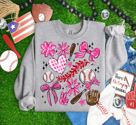 Play Ball Collage - Pink (Baseball) - DTF