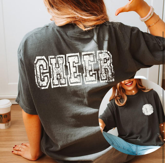 Cheer (Varsity Distressed 2-in-1 front/back Design) - DTF