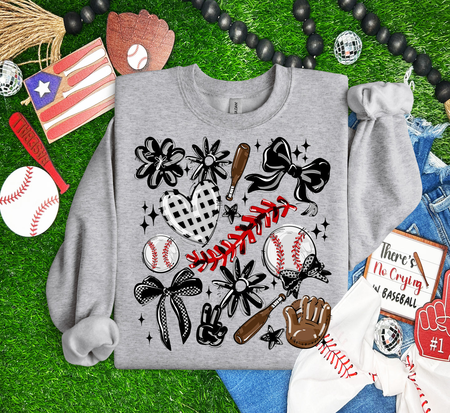 Play Ball Collage - Black (Baseball) - DTF