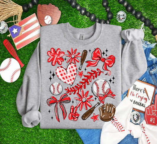 Play Ball Collage - Red (Baseball) - DTF