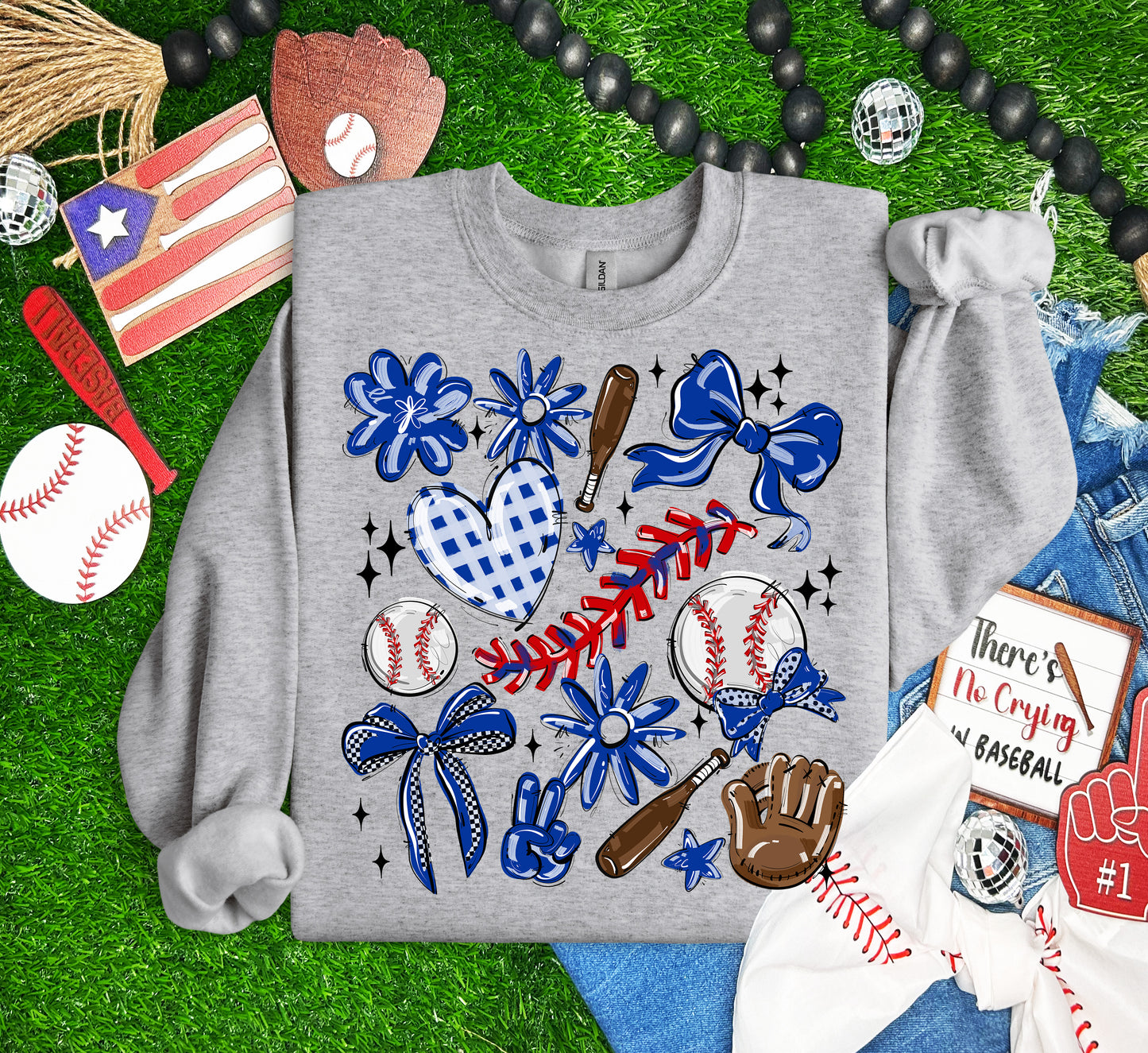 Play Ball Collage - Royal Blue (Baseball) - DTF