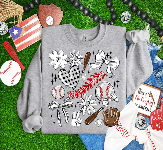 Play Ball Collage - White (Baseball) - DTF