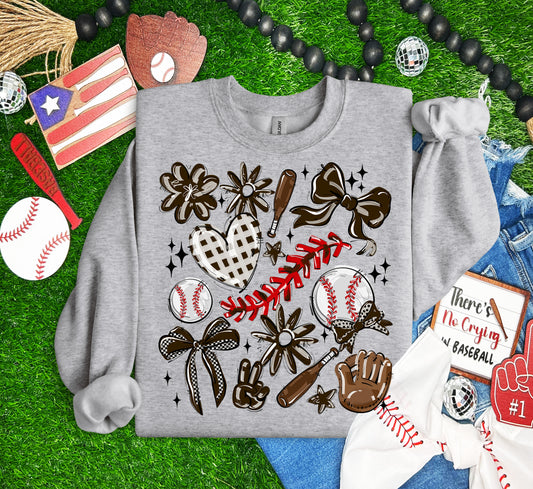 Play Ball Collage - Brown (Baseball) - DTF