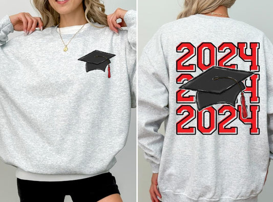 Senior/Graduation Class of 2024 - Red (2-in-1 (front pocket/back design) - DTF