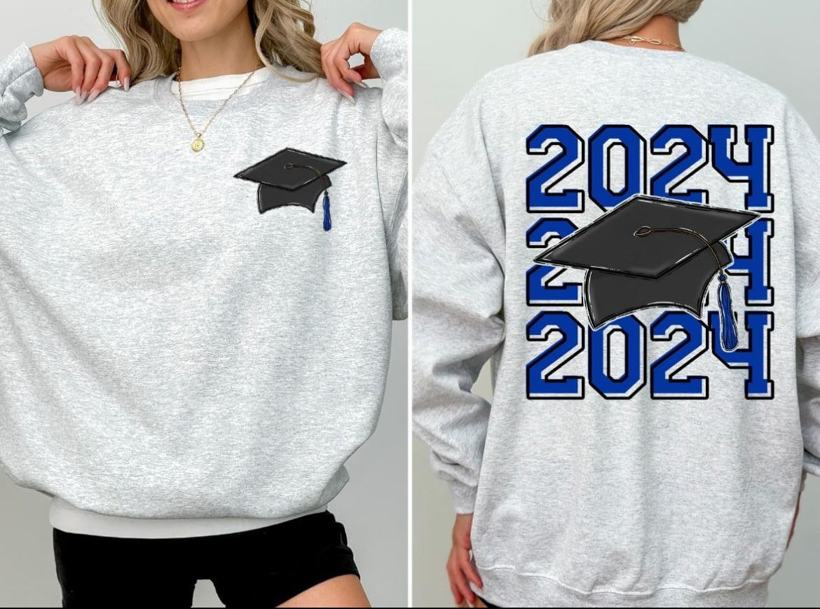 Senior/Graduation Class of 2024 - Royal Blue (2-in-1 (front pocket/back design) - DTF