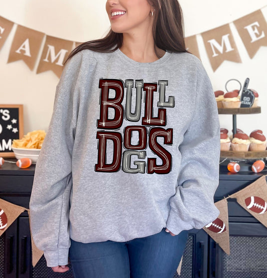 Bulldogs - maroon/grey (Sporty Mascots) - DTF