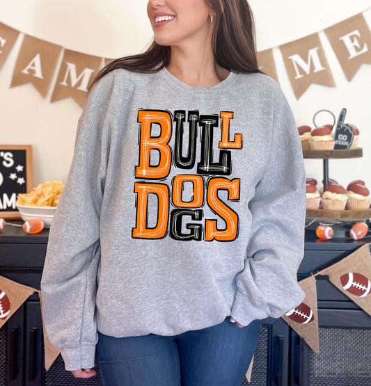 Bulldogs - Black/Orange (Sporty Mascots) - DTF