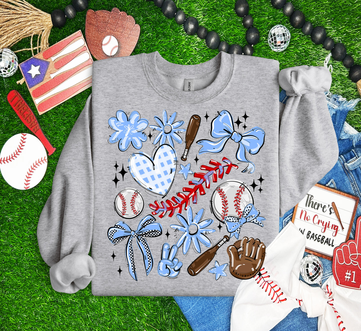 Play Ball Collage - Columbia Blue (Baseball) - DTF