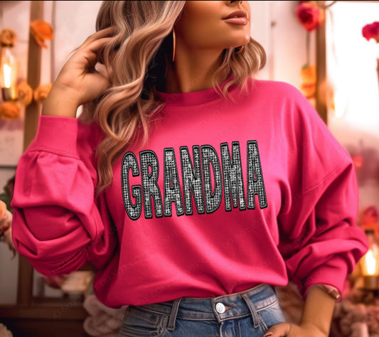 Grandma (faux diamond bling embroidered look) - DTF