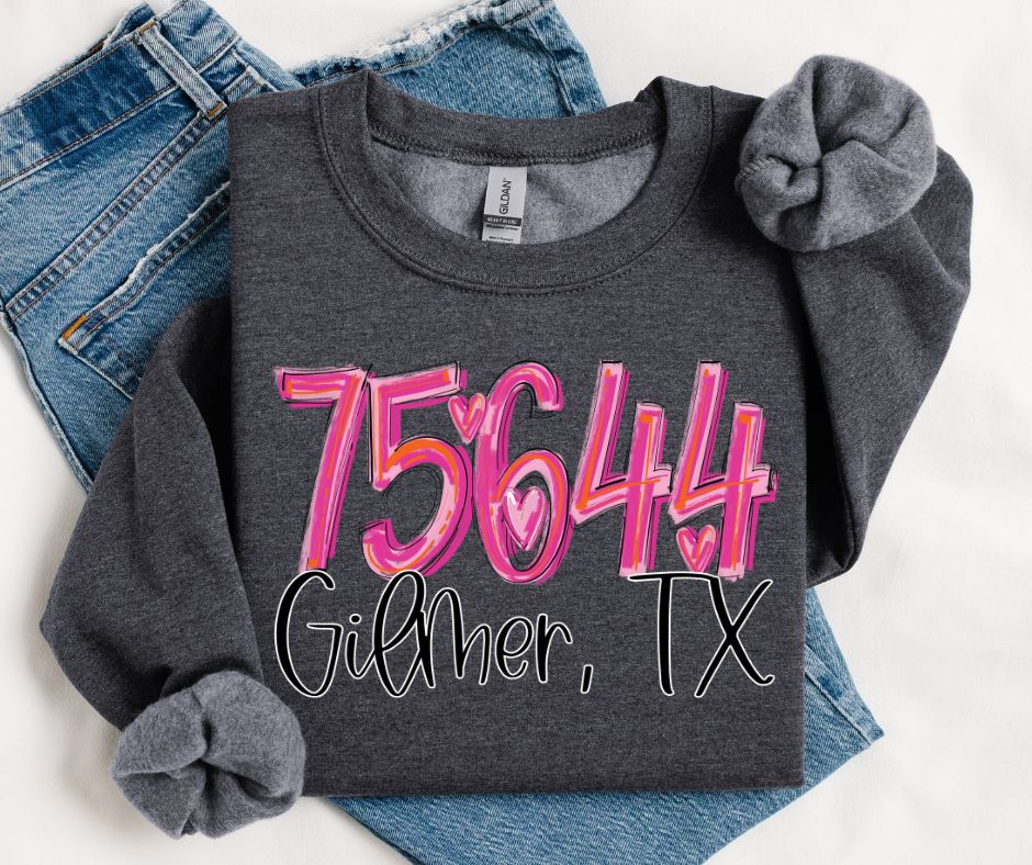 Zip Code-City-State - 75644 Gilmer, TX (Pretty in Pink) - DTF