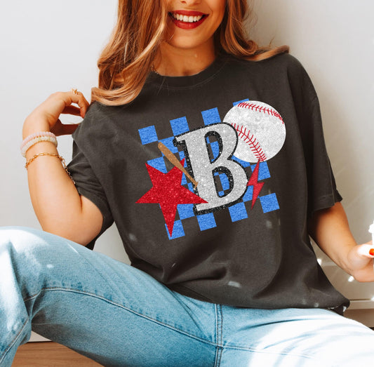 Baseball (Retro Checkered Glitter Sports)  - DTF