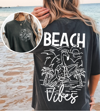 Flamingo Beach Vibes (2-in-1 (front pocket/back design) - DTF