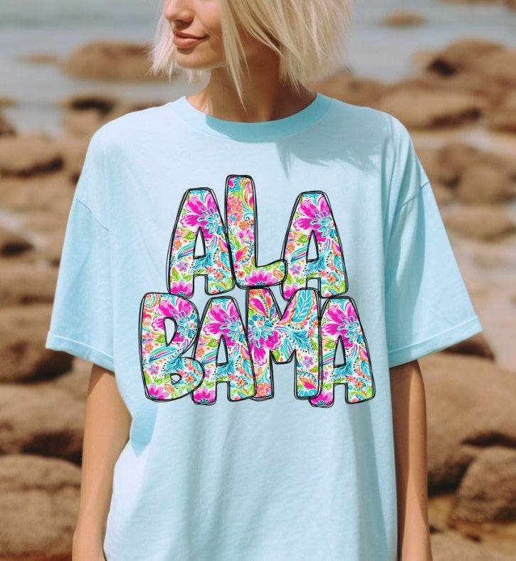 Alabama (Floral Stacked State) - DTF