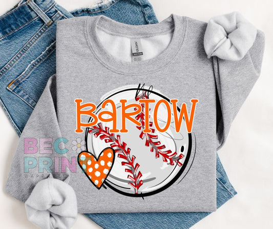 Bartow (Baseball Heart Mascot) - DTF