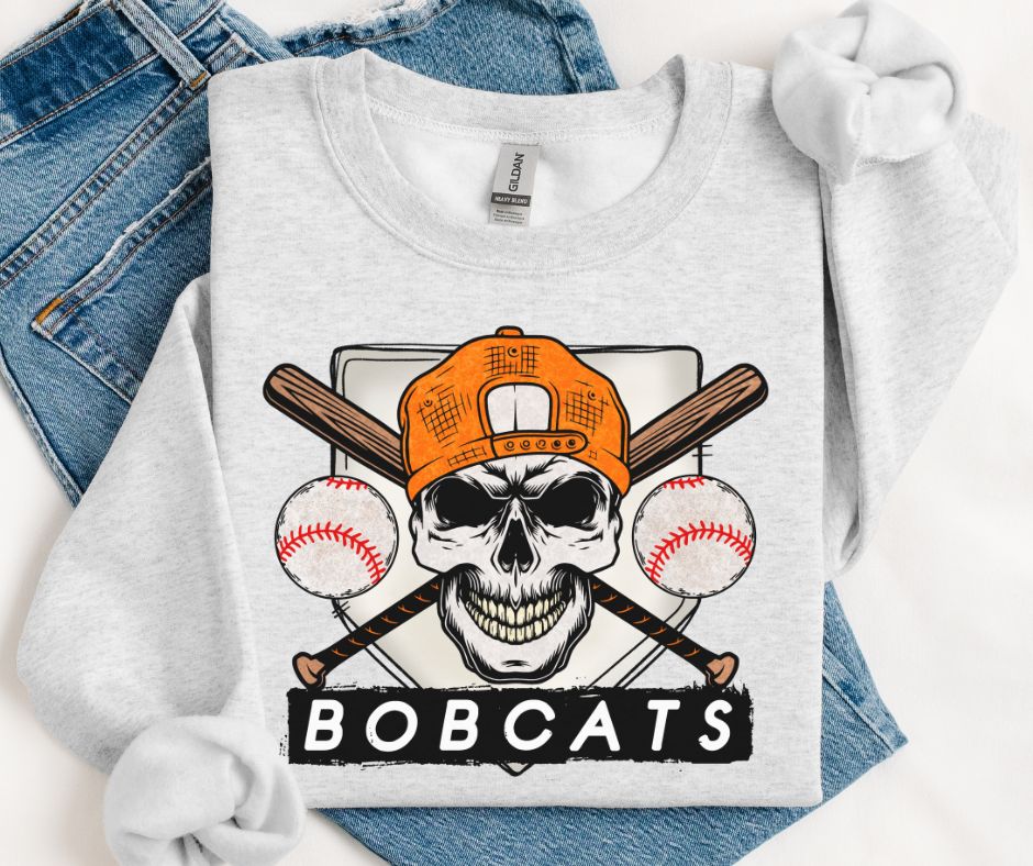 Bobcats - Orange (Baseball Skull Mascot) - DTF