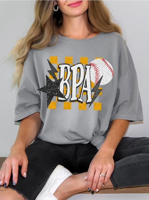 BPA baseball (Retro Checkered Glitter Sports)  - DTF