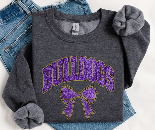 Bulldogs - Purple/Gold (Collegiate Glitter Bow) - DTF