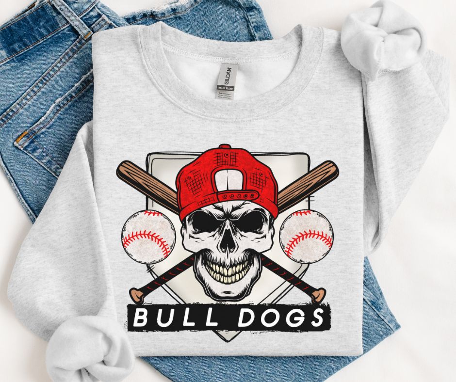 Bulldogs - Red (Baseball Skull Mascot) - DTF