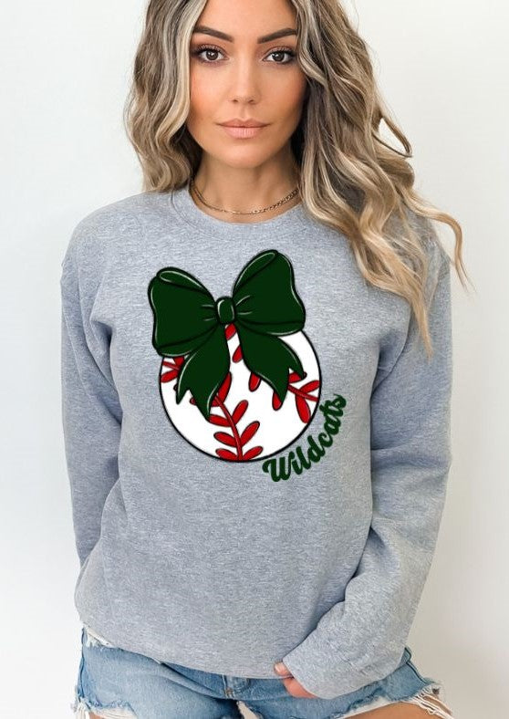 Wildcats Bows and Balls (Dark Green - Baseball)  - DTF