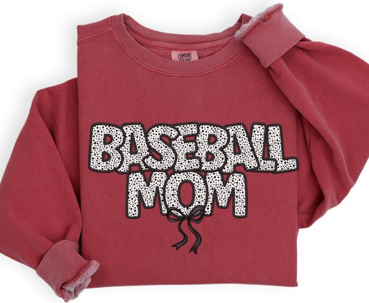 Baseball Mom (Bow - Dalmatian Dots) - DTF