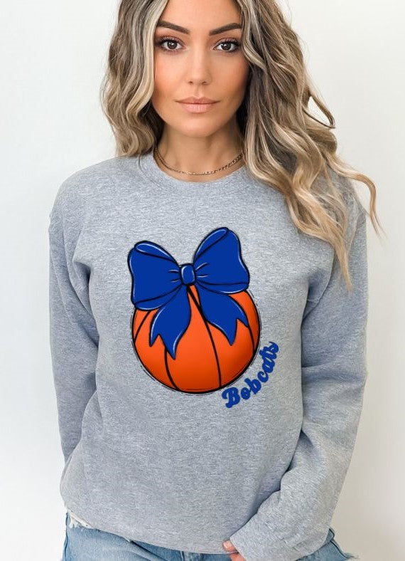 Bobcats Bows and Balls (Royal Blue - Basketball)  - DTF