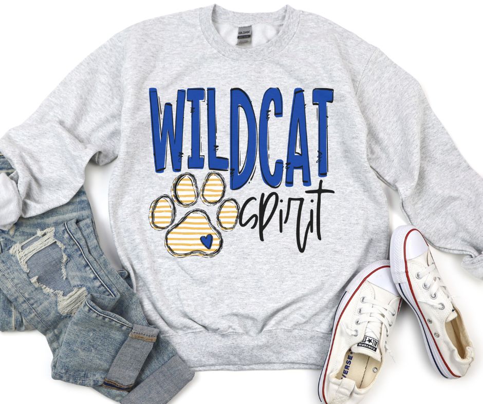 Team Go Spirit Wildcats (Paw Print - Royal Blue/Gold) - DTF