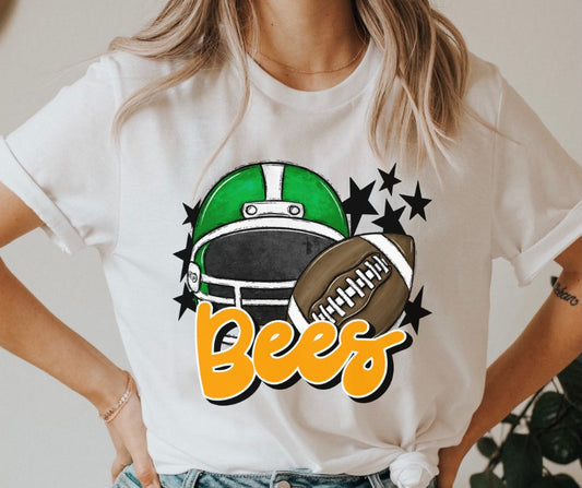 Bees Mascot (stars -  green/yellow gold helmet) - DTF