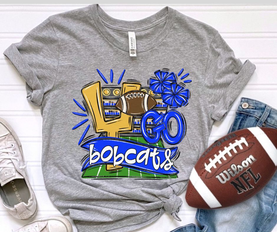 Bobcats - Royal Blue/White (Football Stadium Go Mascot) - DTF