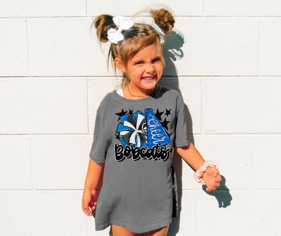 Bobcats Cheer (megaphone - blue/black) - TODDLER - DTF