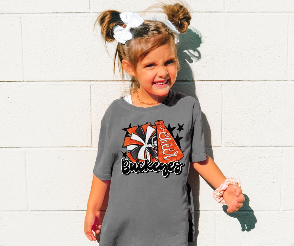 Buckeyes Cheer (megaphone - orange/black) - YOUTH - DTF