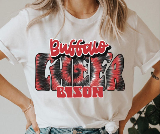 Buffalo Bison Tie Dye Cheer (red) - DTF