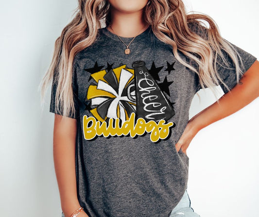 Bulldogs Cheer (megaphone - Yellow gold/black) - DTF