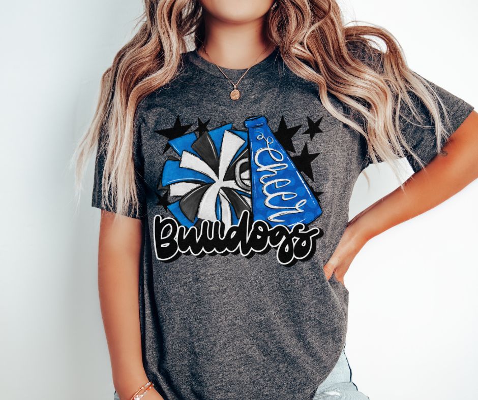 Bulldogs Cheer (megaphone - royal blue/black) - DTF