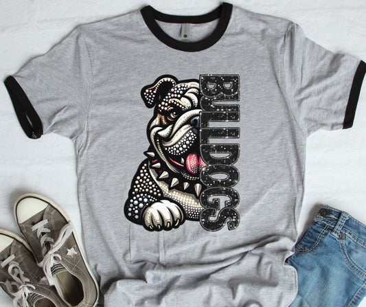 Bulldogs (Half Faux Rhinestone and Glitter Mascots) - DTF