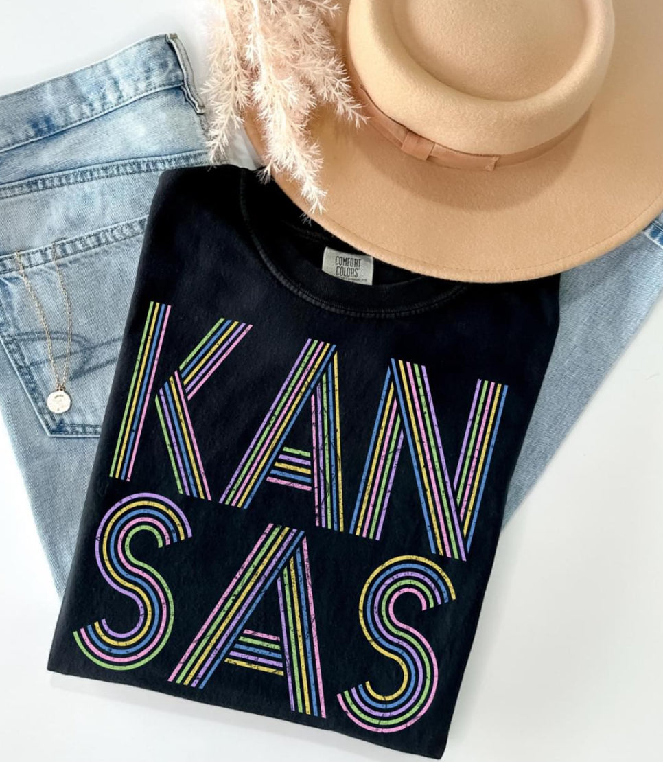 Kansas (retro lines distressed) - DTF