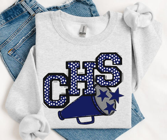 CHS - Navy (So Sporty Megaphones and Stars) - DTF