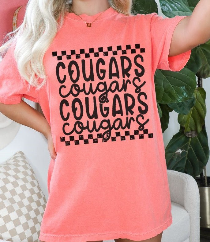 Cougars (Stacked Single Color Mascot) - DTF