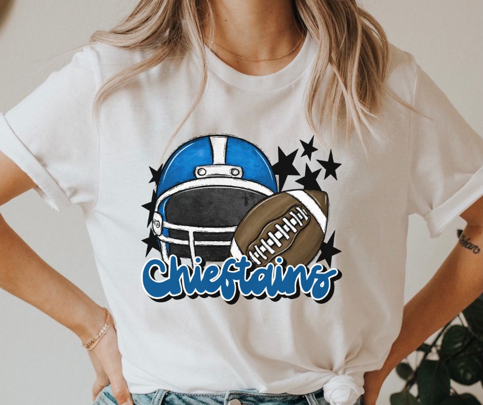 Chieftains Mascot (stars -  blue helmet) - DTF