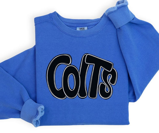 Colts (Funky Doodle Blk/White Mascot) - DTF