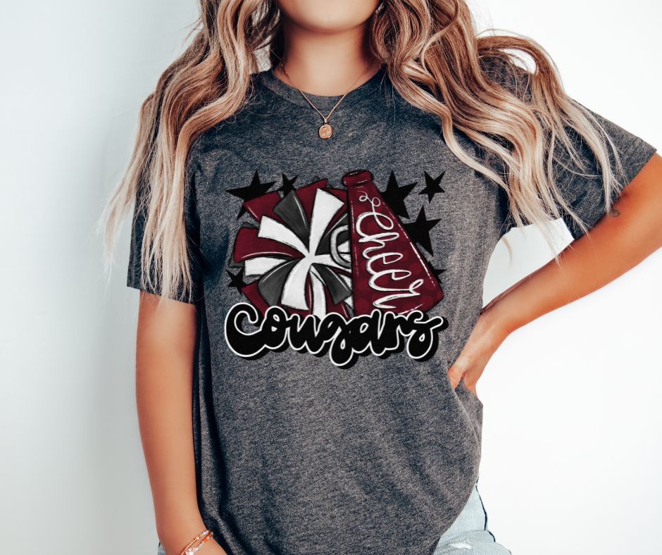 Cougars Cheer (megaphone - maroon/black) - DTF