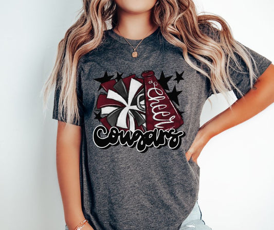 Cougars Cheer (megaphone - maroon/black) - DTF