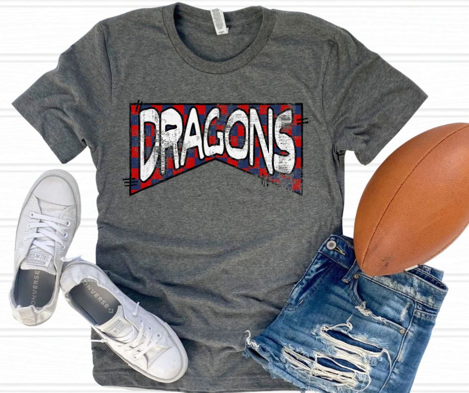 Dragons - Navy/Red (Checked Banner) - DTF