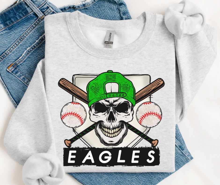 Eagles - Green (Baseball Skull Mascot) - DTF