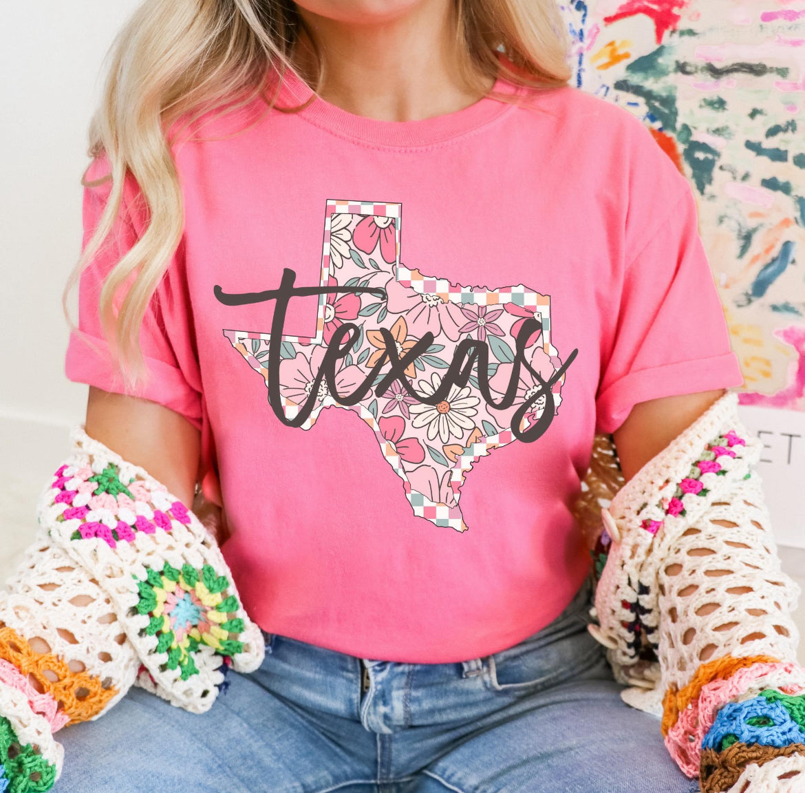 Texas (checkered floral) - DTF