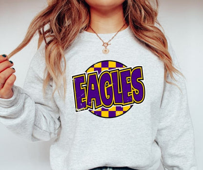 Eagles - Purple/Yellow Gold (Mascot - Funky Checkered) - DTF